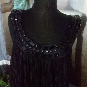 Gem neckline cocktail dress